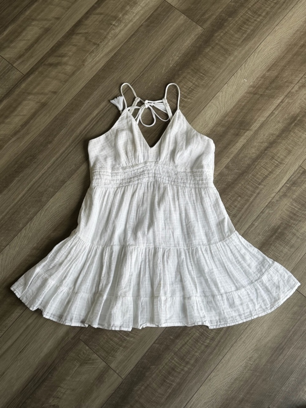 American Eagle 100% Cotton White Strappy Sundress Women’s Sz M Boho Flowy Summer